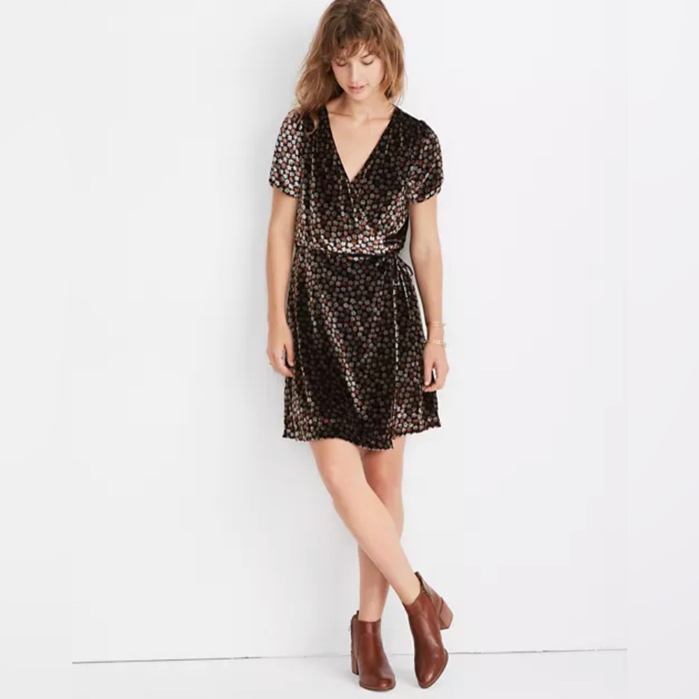 Madewell Velvet Bloom Wrap Dress